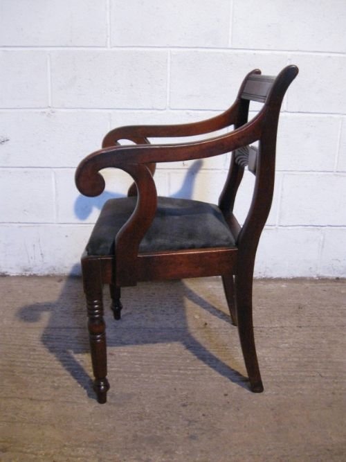 Antique Regency Mahogany Side Desk Ekbow Chair C1800
