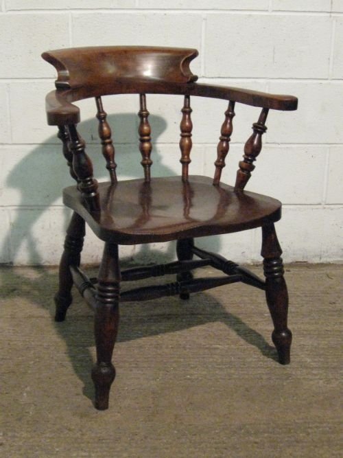 Good Antique Victorian Oak Captains Desk Chair C1880