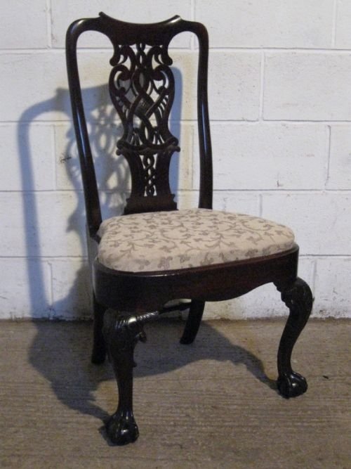 Antique Georgian Chippendale Mahogany Side Hall Chair C1720