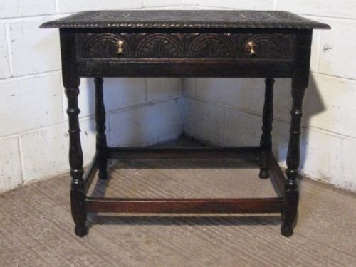 Superb Georgian Carved Country Oak Side Table C1780 Refwdb120/5.8