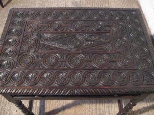 fig 1. SUPERB GEORGIAN CARVED COUNTRY OAK SIDE TABLE C1780 REFWDB120/5.8