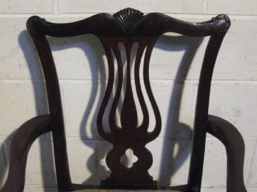 fig 1. ANTIQUE VICTORIAN CHIPPENDALE MAHOGANY OPEN ARM CHAIR C1880 REFWDB55/5.8