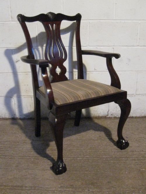Antique Victorian Chippendale Mahogany Open Arm Chair C1880 Refwdb55/5.8