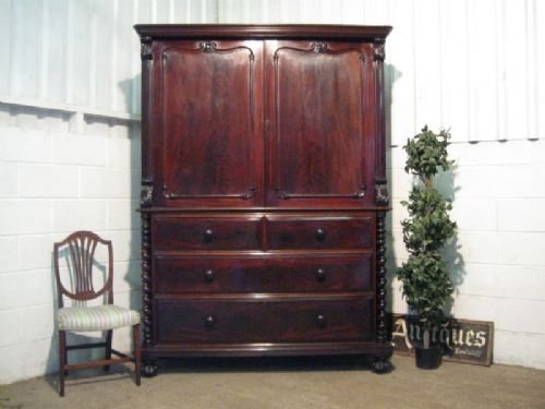 Excellent William 1v Cuban Mahogany Linen Press C1820