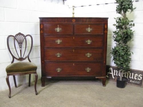 Antique Victorian Inlaid Mahogany Chest of Drawers C1880