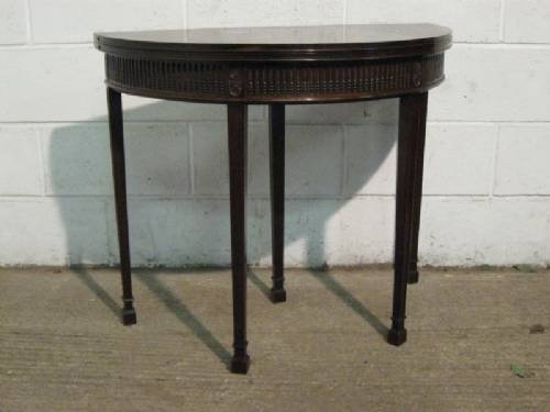Superb Adams Style Antique Edwardian Mahogany Demi Lune Fold Over Card Table C1900