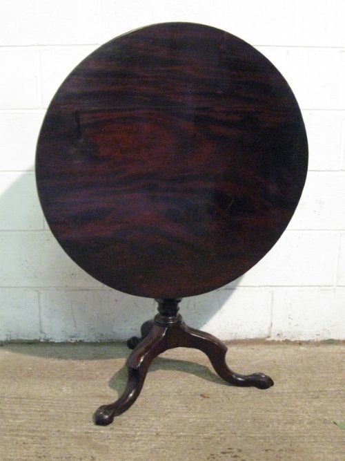 Antique Georgian Cuban Mahogany Tilt Top Bird Cage Tea Side Table C1780