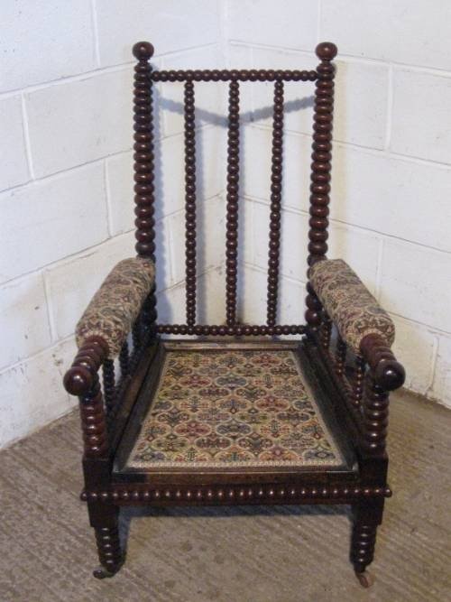 fig 1. FABULOUS ANTIQUE VICTORIAN MAHOGANY BOBBIN TURNED LIBRARY ARM CHAIR C1880