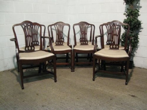 Superb Set Eight Antique Edwardian Georgian Mahogany Dining Chairs C1900