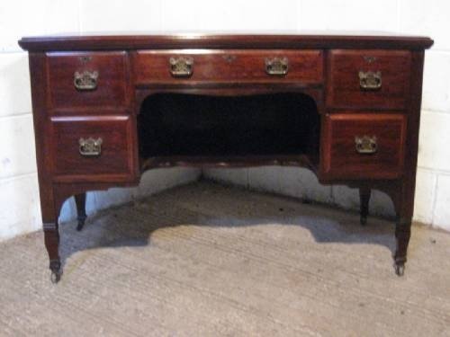 fig 1. ANTIQUE SHAPLAND & PETTER MAHOGANY KNEEHOLE DESK C1890 £425