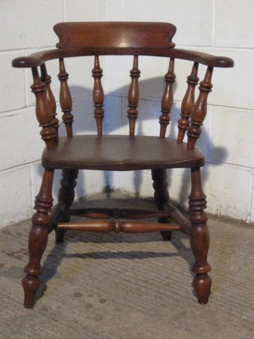 Antique Victorian Solid Oak Captains Desk Chair C1880