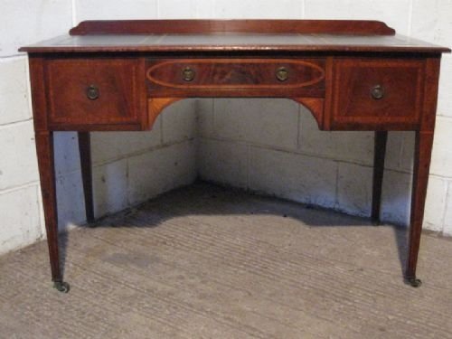 Antique Edwardian Sheraton Inlaid Mahogany Writing Desk C1900