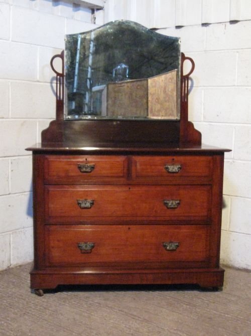 fig 1. LOVELY ANTIQUE ART NOUVEAU MAHOGANY DRESSING CHEST AND MATCHING WASHSTAND C1900