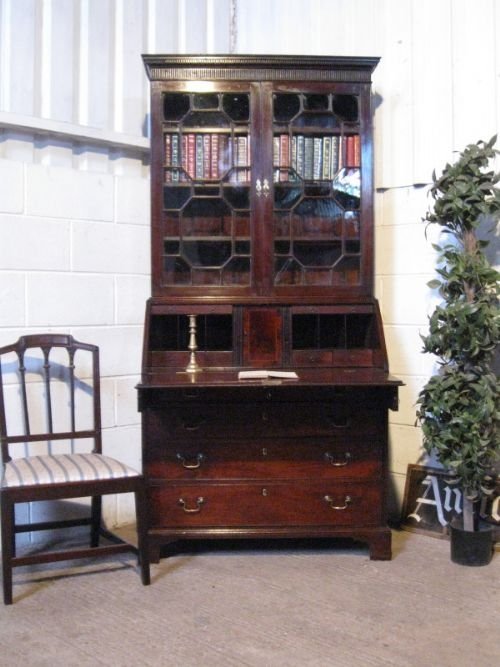 Antique Georgian Mahogany Glazed Bureau Bookcase C1780
