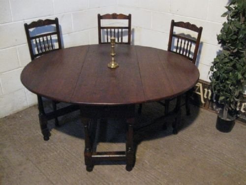 Lovely Late Antique 17th Century Country Oak Plank Drop Leaf Gate Leg Dining Table C1680