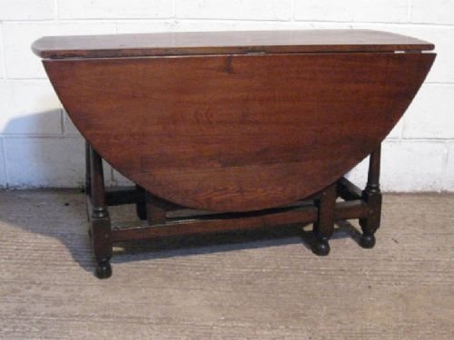 fig 1. LOVELY LATE ANTIQUE 17TH CENTURY COUNTRY OAK PLANK DROP LEAF GATE LEG DINING TABLE C1680