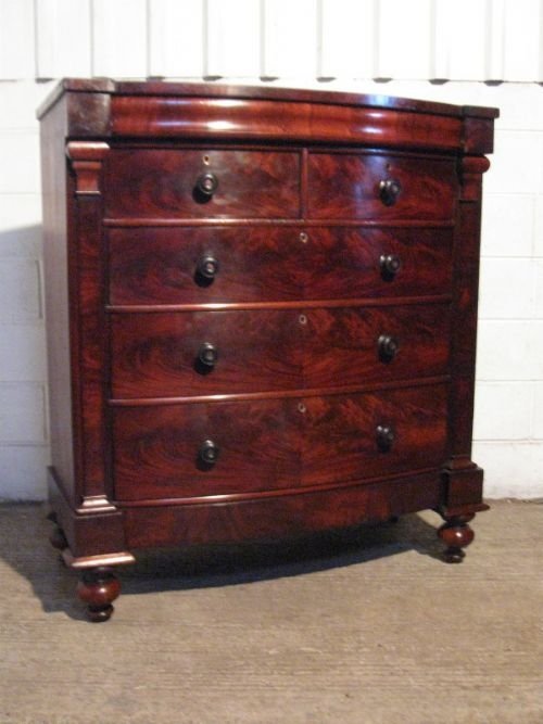 fig 1. VICTORIAN FLAMED MAHOGANY SCOTCH CHEST OF DRAWERS C1860