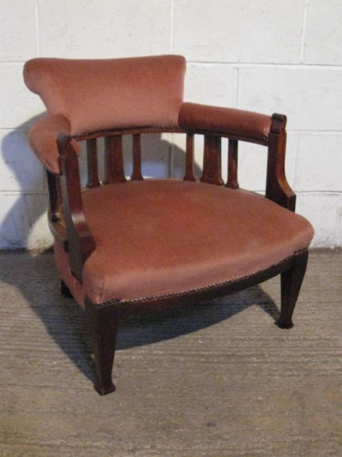 fig 1. ANTIQUE LATE VICTORIAN ARTS & CRAFTS WALNUT TUB CHAIR C1890