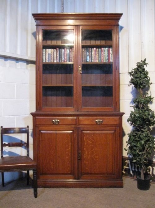 Superb Antique Edwardian Oak Bookcase C1900
