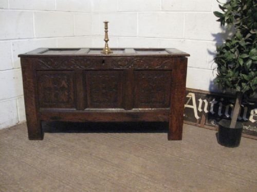 17th Century James 11 Carved Country Oak Coffer C1680
