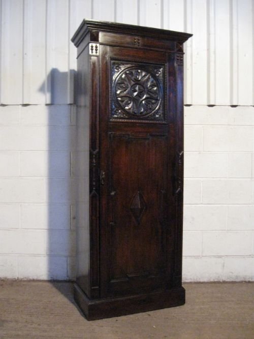 Lovely Victorian Carved Oak Hall Robe Wardrobe Armoire C1880