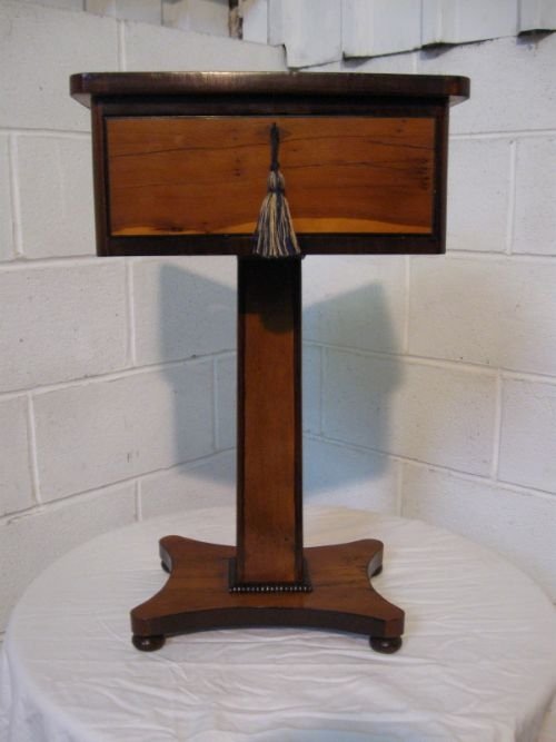Antique Regency Yew Wood 7 Mahogany Tea Poy C1800