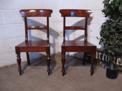 Superb Pair Antique William 1v Mahogany Hall Side Chairs C1820