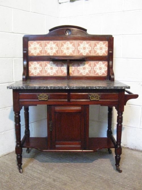 Antique Edwardian Mahogany & Marble Washstand C1900