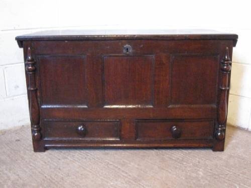 Antique James 11 Original Oak Coffer Mule Chest C1660