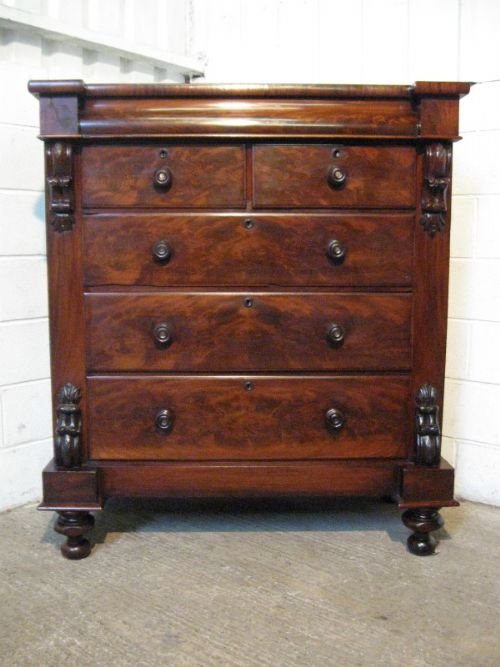 Handsome Victorian Flamed Mahogany Scotch Chest of Drawers 1880