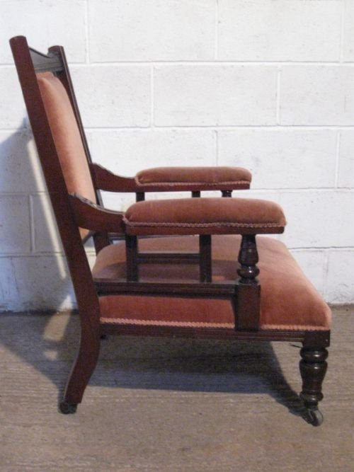 fig 2. LOVELY PAIR ANTIQUE ART NOUVEAU MAHOGANY SALON CHAIRS C1890
