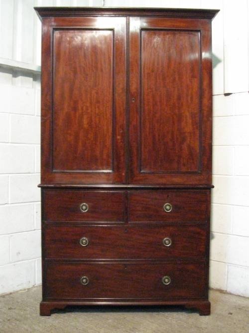 Antique Regency Mahogany Wardrobe Clothes Linen Press C1800