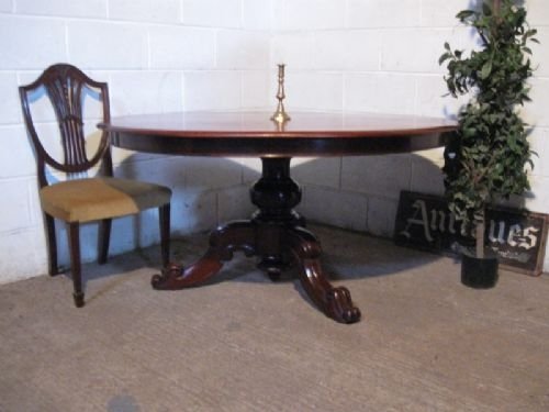 fig 1. ANTIQUE EARLY VICTORIAN MAHOGANY LARGE OVAL TILT TOP DINING TABLE C1850 wdb3876/22.8
