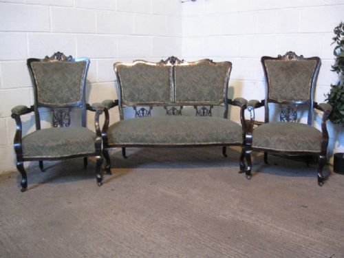 Antique Art Nouveau Mahogany Salon Suite C1890