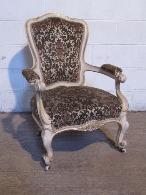 Antique Early Victorian Ghesso & Gilt French Fauteuil Arm Chair C1850