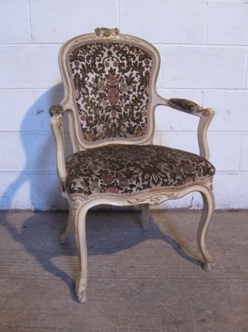 Antique Early Victorian French Ghesso & Gilt Fauteuil Salon Chair C1850