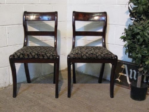 Pair Antique Cuban Mahogany Regency Side Hall Chairs C1820