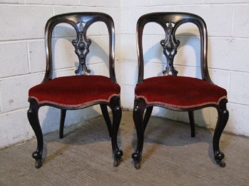 Pair Antique Victorian Mahogany Salon Chairs C1880