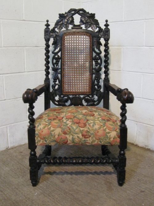 Victorian Gothic Solid Oak Throne Chair C1860