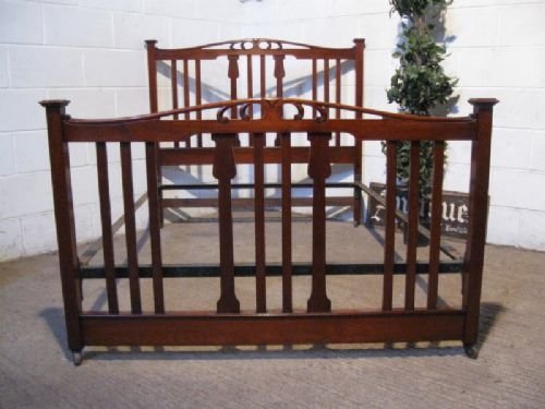 Antique Edwardian  Artc & Crafts Mahogany Double Bedstead C1890