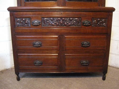 fig 1. ANTIQUE VICTORIAN ART NOUVEAU OAK SECRETAIRE BOOKCASE C1890 WDB210/30.8