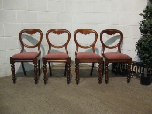 Set Antique Victorian Mahogany Spoon Back Dining Chairs C1880