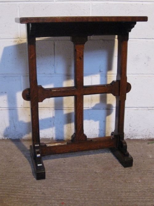 Antique Arts & Crafts Eclesiastical Solid Oak Side Hall Table C1900