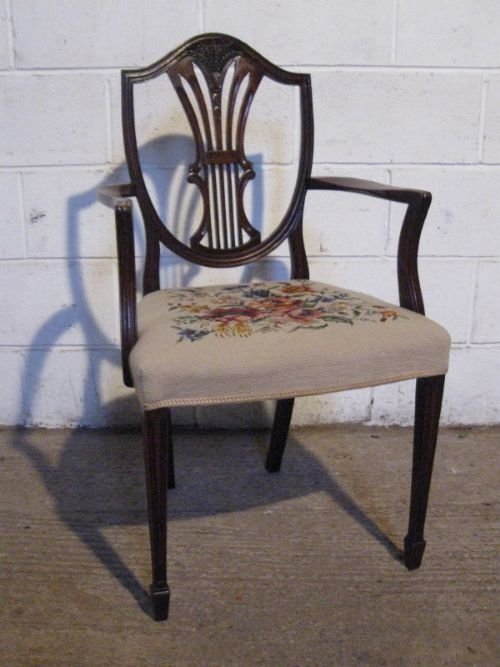 Antique Edwardian Sheraton Shield Back Mahogany Side Desk Chair