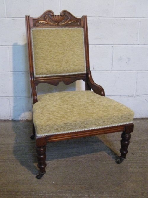 Antique Walnut Art Nouveau Salon Chair 1890