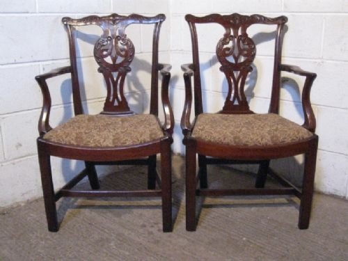 Superb Pair Georgian Chippendale Mahogany Side Chairs C1780