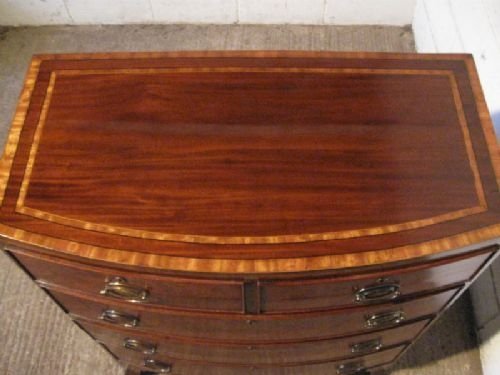 Superb Antique Regency Inlaid Mahogany Bow Front Chest of Drawers C1800