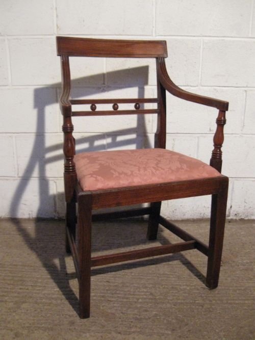 Antique Regency Solid Oak Side Desk Chair C1800
