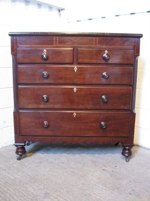 Antique Victorian Mahogany Inlaid Chest of Drawers C1860