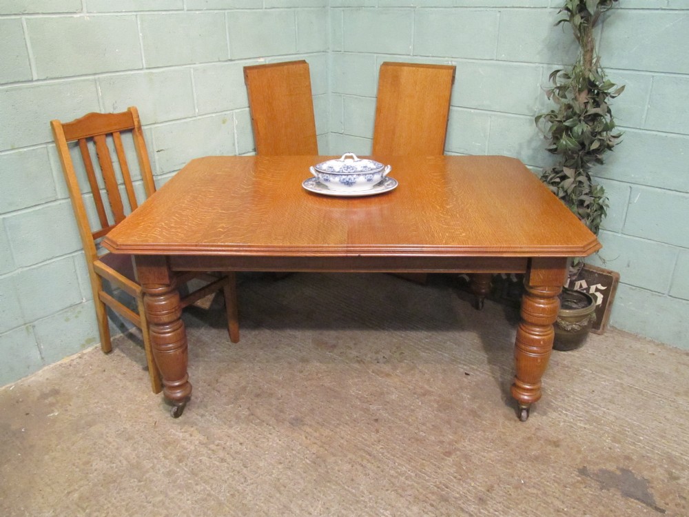 Antique Victorian Light Oak Wind Out Extending Dining Table Seats 10-12